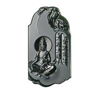China Natural Hetian Green Jade Nephrite Carved Kwan Yin Goddess Pendant Amulet (Meditation Kwan Yin Goddess 2#)