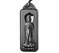 China Natural Hetian Green Jade Nephrite Carved Kwan Yin Goddess Pendant Amulet (Mercy Kwan Yin Goddess)