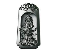 China Natural Hetian Green Jade Nephrite Carved Kwan Yin Goddess Pendant Amulet (Padmapani Lokeshvara Tara)