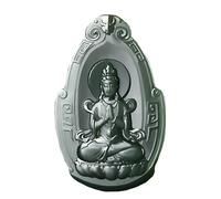 China Natural Hetian Green Jade Nephrite Carved Kwan Yin Goddess Pendant Amulet (White Tara Goddess 1#)