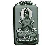 China Natural Hetian Green Jade Nephrite Carved Kwan Yin Goddess Pendant Amulet (White Tara Goddess)