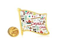 china panda Golden Metal Flag Lapel Pin Badge