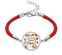 China Panda Landscap National Flag Lucky Red String Bracelet Rope Bracelet Handmade