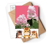 China Peony Flower Medicine Postcards Envelopes Cards Mailing Year Horse