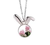 China Peony Flower Medicine Rabbit Necklace Pendant Bunny Animal Jewelry Gift