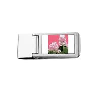 China Peony Flower Medicine Slim Money Clip Stainless Holder Pocket Wallet