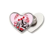 China Red Education Propaganda Unity Heart Metal Pin Brooch Clip Love