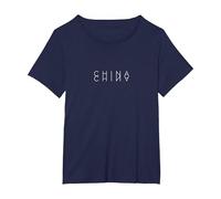 China Reflections - Chinese Word Art Souvenir T-Shirt, Women's Plus, Navy Blue, 3X