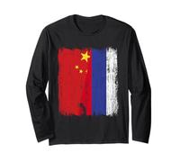 China Russia Half Flag Chinese Russian Jersey Long Sleeve T-Shirt
