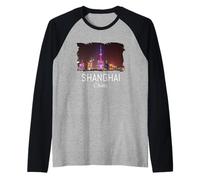 China Shanghai Skyline Chinese Souvenirs Shanghai Raglan Baseball Tee