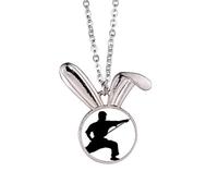 China Shaolin Stick Kung Fu Culture Rabbit Necklace Pendant Bunny Animal Jewelry Gift