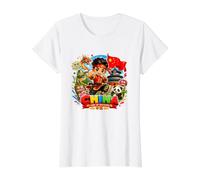 China T-Shirt, Chinese Flag Map Graphic Tee for China Lovers Value Graphic T-Shirt, Women, White, XS