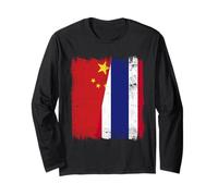 China Thailand Half Flag Chinese Thai Roots Long Sleeve T-Shirt