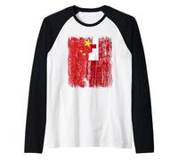 China Tonga Half Flag Chinese Tongan Heritage Raglan Baseball Tee