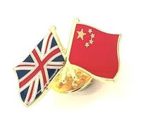 China United Kingdom UK Friendship Metal Country Flags Pin Badge
