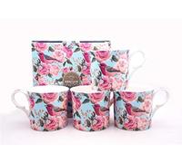CHINACAVE SET OF 4 roses and birds MUGS GIFT BOXED FREE UK DELIVERY