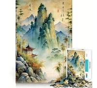Chinas Classical Paintings 1000 Pieces Puzzles for Teenagers Calm Game Sharp Detail Fun Challenge Night Play (38x26cm)