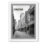 Chinatown Street Vintage Framed Wall Art Print A4 (29.7×21cm) White, Wall Decor for Living Room, Bedroom, Office & Home, Ready to Hang, Art Gift