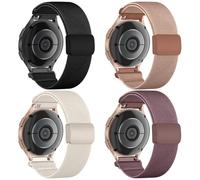 Chinber 4 Pack Stretchy Band Compatible with Samsung Galaxy Watch 7 6 5 4 FE Band 40mm 44mm/5 Pro 45mm/Active 2/Watch3 41mm/Galaxy Watch 6 4 Classic, 20mm Magnetic Elastic Nylon Sport Women Men Bands