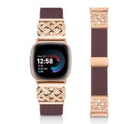 Chinber Braided Band Compatible with Fitbit Versa 4 Bands for Woman/Versa 3/Sense 1/Sense 2 Band, Magnetic Clasp Fabric Nylon with Designer Interlock Buckle Straps for Fitbit Versa4/3/Sense1/2