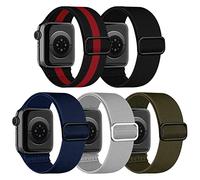 chinbersky 5 Pack Watch Strap Compatible with Apple Watch Straps 41mm 40mm 38mm, Adjustable Elastic Stretchy Nylon Sport Solo Loop Band Replacement Straps for iWatch Series 8/7/6/5/4/3/2/1/SE