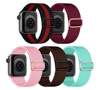 chinbersky 5 Pack Watch Strap Compatible with Apple Watch Straps 41mm 40mm 38mm, Adjustable Elastic Stretchy Nylon Sport Solo Loop Band Replacement Straps for iWatch Series 8/7/6/5/4/3/2/1/SE
