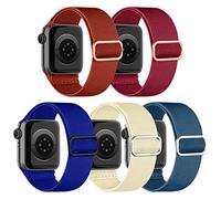 chinbersky 5 Pack Watch Strap Compatible with Apple Watch Straps 49mm 45mm 44mm 42mm, Adjustable Elastic Stretchy Nylon Sport Solo Loop Replacement Bands for iWatch Series Ultra/8/7/6/5/4/3/2/1/SE