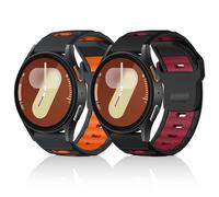 chinbersky Pack of 2 Silicone Wristbands Compatible with Galaxy Watch 4/5/6/7/FE 40 mm 44 mm Strap 5 Pro/ 4&6 Classic/Active 2 40 mm 44 mm/3 41 mm/Gear Sport/Gear S2 Classic, 20mm, Nylon, No gemstone