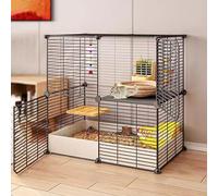 Chinchilla Cage - Critter Nation Cage, Hamster Cage, Rabbit Cage Indoor Diy Design, 2-Layer/3-Layer, Easy to Clean for 1-2 Rats, Ferret, Chinchilla, Rabbit, Small Animals(75 * 37 * 75cm)