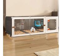 Chinchilla Cage, Ferret Cage Diy Transparent Plate for Easy Viewing with Tray Ideal for Hamster Rabbit Hedgehogs Squirrel Chameleon Lizard Gerbils(Gray,105 * 45 * 35cm)