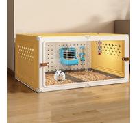 Chinchilla Cage, Ferret Cage Diy Transparent Plate for Easy Viewing with Tray Ideal for Hamster Rabbit Hedgehogs Squirrel Chameleon Lizard Gerbils(Yellow,70 * 45 * 35cm)