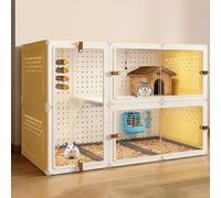 Chinchilla Cage, Ferret Cage Diy Transparent Plate for Easy Viewing with Tray Ideal for Hamster Rabbit Hedgehogs Squirrel Chameleon Lizard Gerbils(Yellow,105 * 45 * 70cm)