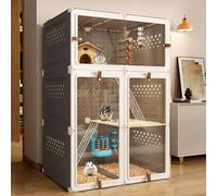 Chinchilla Cage, Ferret Cage Diy Transparent Plate for Easy Viewing with Tray Ideal for Hamster Rabbit Hedgehogs Squirrel Chameleon Lizard Gerbils(Gray,70 * 45 * 105cm)