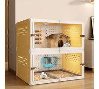 Chinchilla Cage, Ferret Cage Diy Transparent Plate for Easy Viewing with Tray Ideal for Hamster Rabbit Hedgehogs Squirrel Chameleon Lizard Gerbils(Yellow,70 * 45 * 70cm)