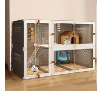 Chinchilla Cage, Ferret Cage Diy Transparent Plate for Easy Viewing with Tray Ideal for Hamster Rabbit Hedgehogs Squirrel Chameleon Lizard Gerbils(Gray,105 * 45 * 70cm)