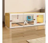 Chinchilla Cage, Ferret Cage Diy Transparent Plate for Easy Viewing with Tray Ideal for Hamster Rabbit Hedgehogs Squirrel Chameleon Lizard Gerbils(Yellow,105 * 45 * 35cm)
