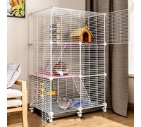 Chinchilla Cage - Ferret Cat Cage, Critter Nation Cage Rat Cages Pet Cage Easy to Clean with Sliding Casters and Tray, Diy Design for Dog Guinea Pig Chinchilla(White,75 * 39 * 112cm)