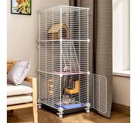 Chinchilla Cage - Ferret Cat Cage, Critter Nation Cage Rat Cages Pet Cage Easy to Clean with Sliding Casters and Tray, Diy Design for Dog Guinea Pig Chinchilla(White,39 * 39 * 112cm)