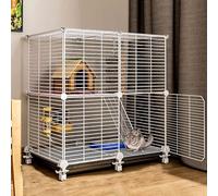 Chinchilla Cage - Ferret Cat Cage, Critter Nation Cage Rat Cages Pet Cage Easy to Clean with Sliding Casters and Tray, Diy Design for Dog Guinea Pig Chinchilla(White,75 * 39 * 76cm)