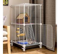 Chinchilla Cage - Ferret Cat Cage, Critter Nation Cage Rat Cages Pet Cage Easy to Clean with Sliding Casters and Tray, Diy Design for Dog Guinea Pig Chinchilla(White,39 * 39 * 76cm)