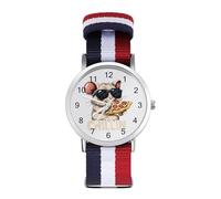 Chinchilla Eating Pizza Custom Quartz Watches Arabic Numerals Wrist Watch with Adjustable Strap for Men Women
