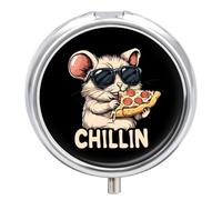 Chinchilla Eating Pizza Pill Case 3 Compartment Pillbox