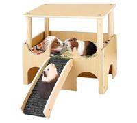 Chinchilla House, Wooden Hamster House Toys Double-Layer, Habitat Decor with Ladder, Pet Supplies for Rabbits, Ferrets, Gerbils & Other Small Pets