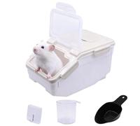 Chinchilla Sand Bath Container Kit - Extra Large Plastic Chinchilla Dust Bath House with Sand Cup and Sand Shovel for Hamster Hedgehog Guinea Pig Big Mice Squirre and Other Small Animals (Grey)