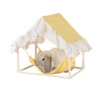 Chinchilla Sleeping Bed Sleeping Tent That Also Acts As A Hammock, With A | Yellow with check pattern, designed as a small animal cottage For Home Use, In The Bedroom Corner, In Cage