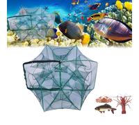 Chinchorro Plegable para Pesca, The Magic Foldable Fishing Trap, 6/8/10/12/16/20 Sides Foldable Fishing Nets, for Minnow Fish Shrimp Crawfish Crab Fishings (6 Holes)