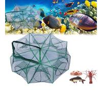 Chinchorro Plegable para Pesca, The Magic Foldable Fishing Trap, 6/8/10/12/16/20 Sides Foldable Fishing Nets, for Minnow Fish Shrimp Crawfish Crab Fishings (10 Holes)