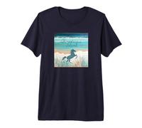 Chincoteague Island VA Wild Horses Nautical Coastal Blue Premium T-Shirt
