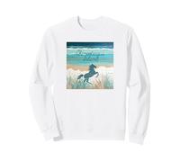 Chincoteague Island VA Wild Horses Nautical Coastal Blue Sweatshirt