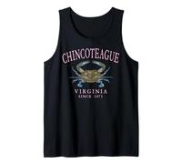 Chincoteague Virginia Blue Crab Since 1671 Arched Pink Tank Top